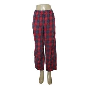 VICTORIA'S SECRET Red Tartan Plaid Cotton Pajama Pants Bottom Size Large